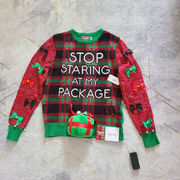 Spencer's Other - Spencer's Light Up Ugly Christmas Sweater Sound Effect Jingle Bells Medium NWT